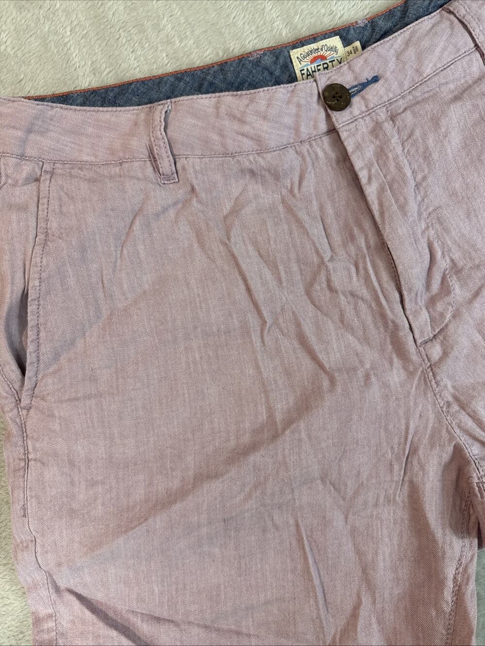 Faherty All Day Shorts Mens 34 Pink Preppy Coastal Chino Casual Flat Front